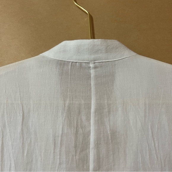 Helmut Lang | Element Sheer Hem Silk Button Front Shirt Combo Top White Size M - Picture 11 of 16